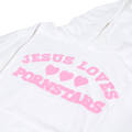 JESUS LOVES PORNSTARS HOODIE PINK/WHITE