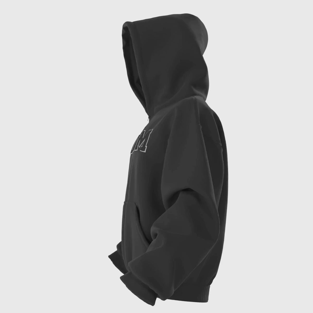 BDSM HOODIE ZIPUP  WHITE/BLACK